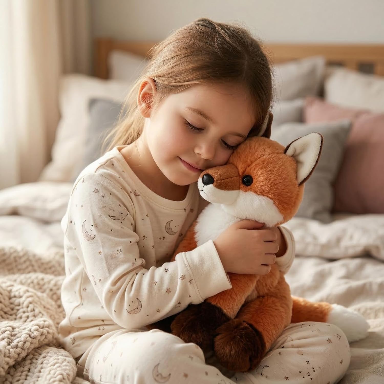 WEIGEDU Cute Red Fox Stuffed Animal Plush Toy with Big Soft Tail for Kids Boys Girls Birthday Bedtime Gift, 13 inches