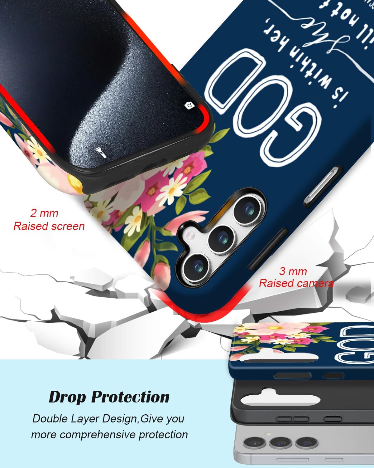 Compatible for Samsung Galaxy S25 Ultra 5G Case, Dual Layer Heavy Duty 2 in 1 Shockproof Protective Phone Case,Christian God Bible Verse - Image 3