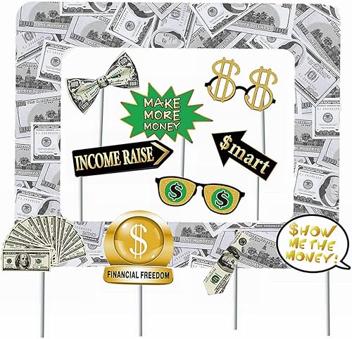 Juego de marco inflable para fotomatón y accesorios de fotos, marco gigante de billetes de dólar, para cumpleaños, casino, bodas, despedida de