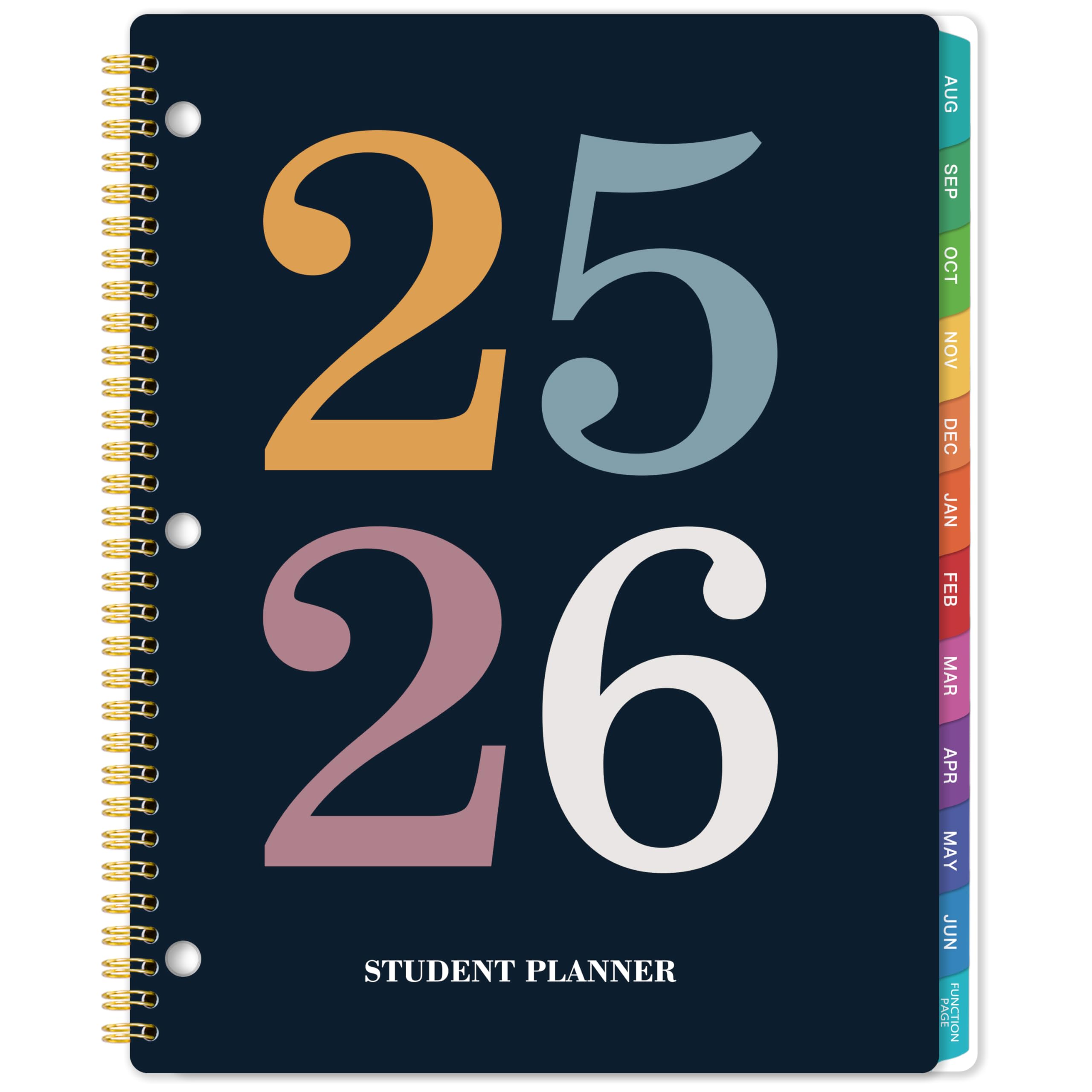 Student Planner 2025-2026 - Academic Student Planner 2025-2026, Aug. 2025 - Jun. 2026, 8.5'' x 11'', School Planners with Stickers, Week's Goals, Tabs and 3-Hole Punched