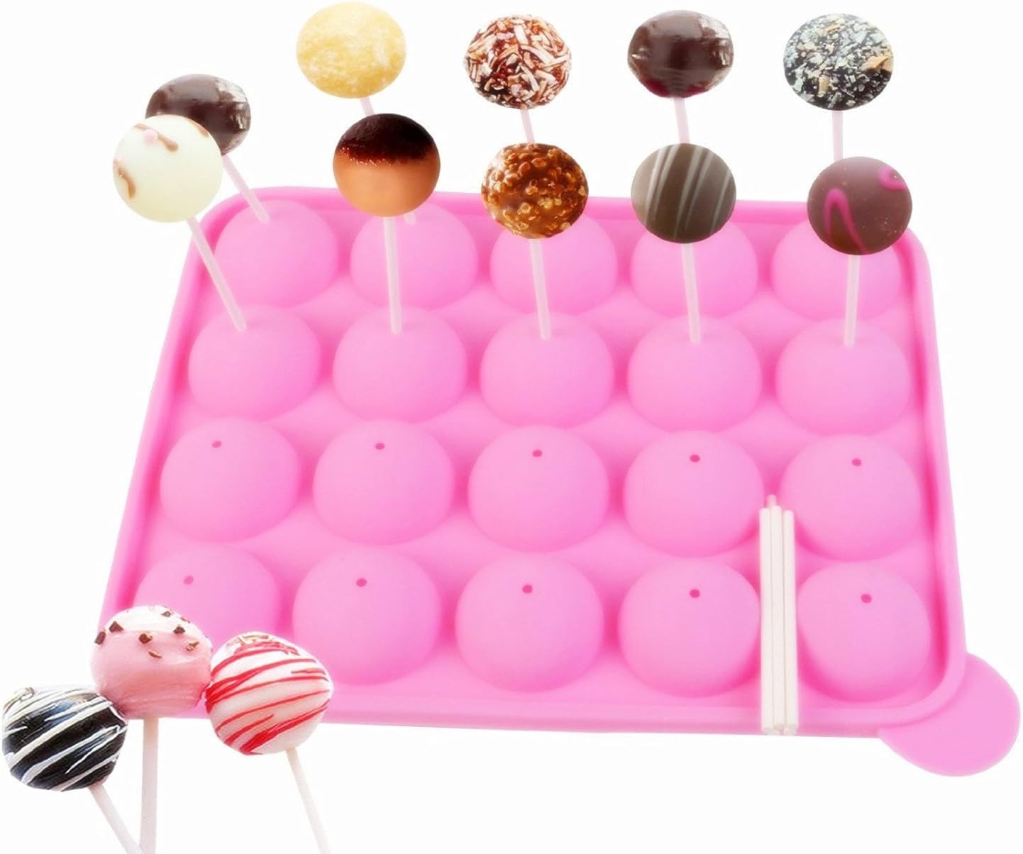 20 Silicone Tray Pop Cake Stick Mould Lollipop Party Cupcake Baking Mold Ice tray sphere maker
