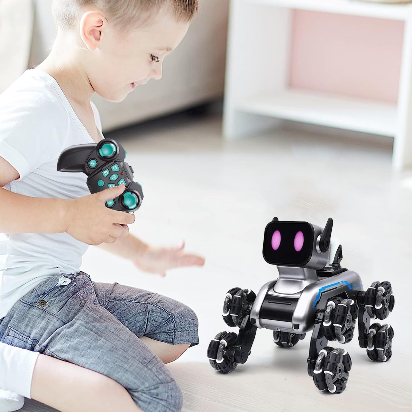 Cane Telecomandato | Cane Robotico per | Cucciolo Telecomandato Otto Ruote per Soggiorno Giardino Casa Camera