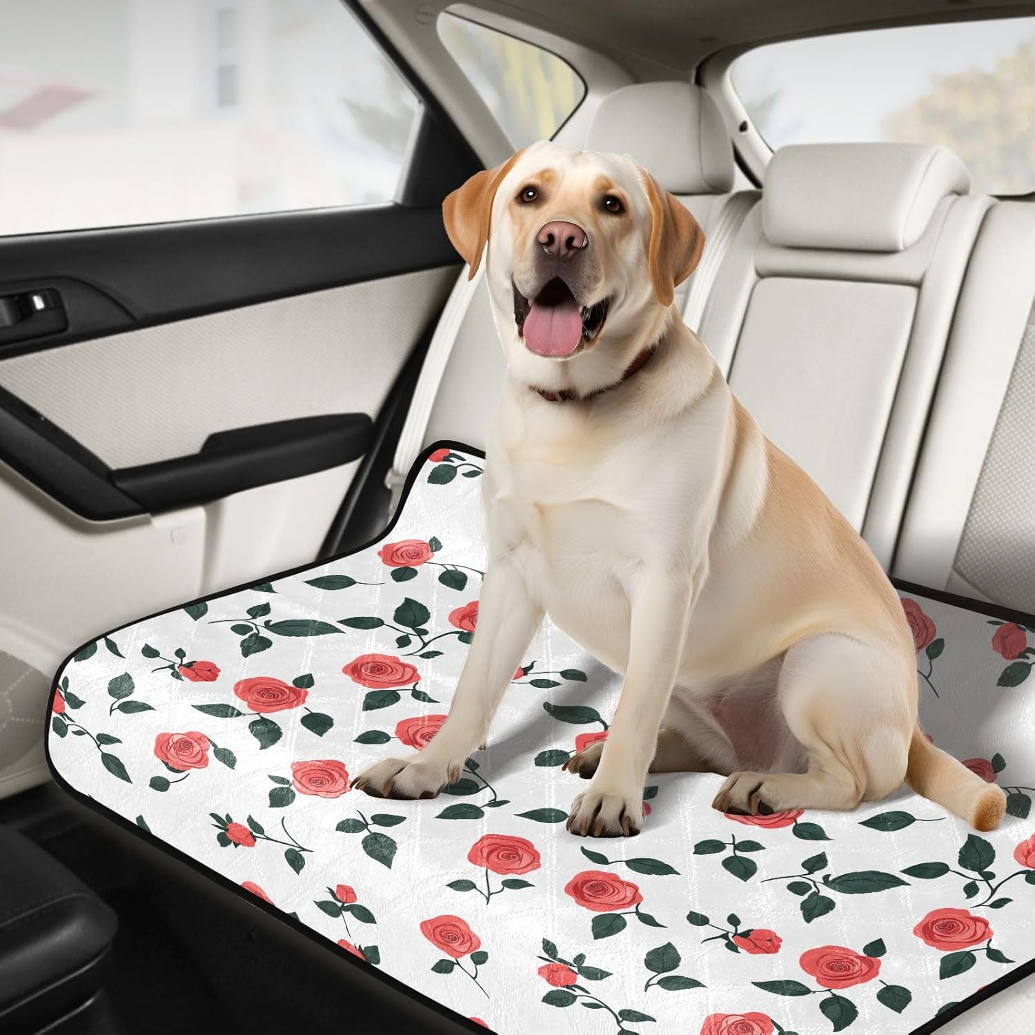 Little Rose Flower Pet Mat Reusable Feeding Mats for Food and Water Non-Slip Pee Pads for Dogs Cats 2 Packs