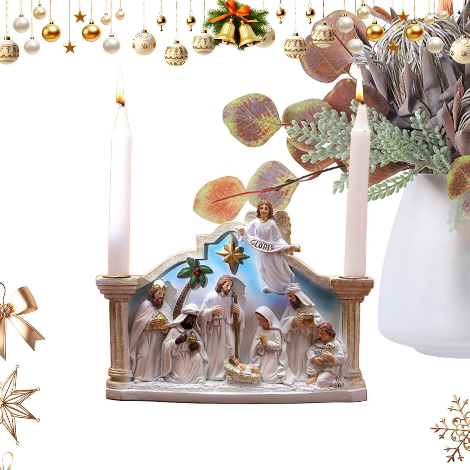 Portacandela Presepe Avvento Statua Candeliere Natalizio per Feste