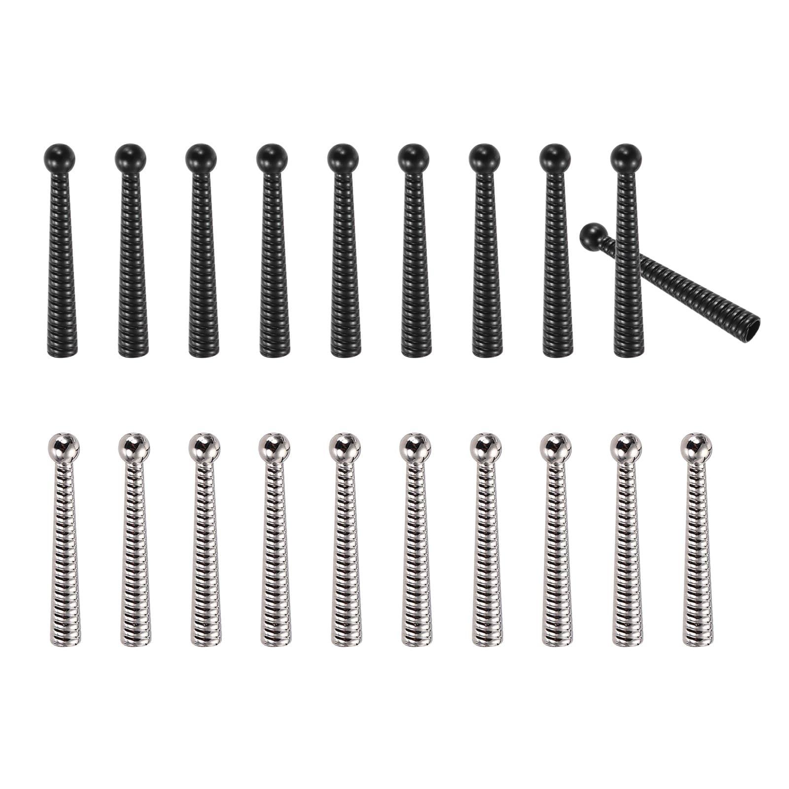 PATIKIL Bolo Tie Tips, 20Pcs 2 Inch Long Alloy Bolo Tie Supplies Replacement Cord End Caps 5mm Diameter for DIY Crafts Clothes Decor, Balck/Silver