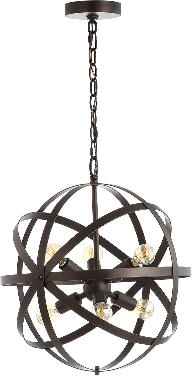 SAFAVIEH PND4053A Brycen Adjustable Dark Grey 6-Light (LED Bulbs Included) Pendant