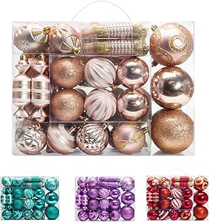 AMS 81ct Christmas Ball Ornaments Holiday Tree Decorations in a Reusable Hand-Help Gift Box for Wedding,Thanksgiving,Party(Champagne)