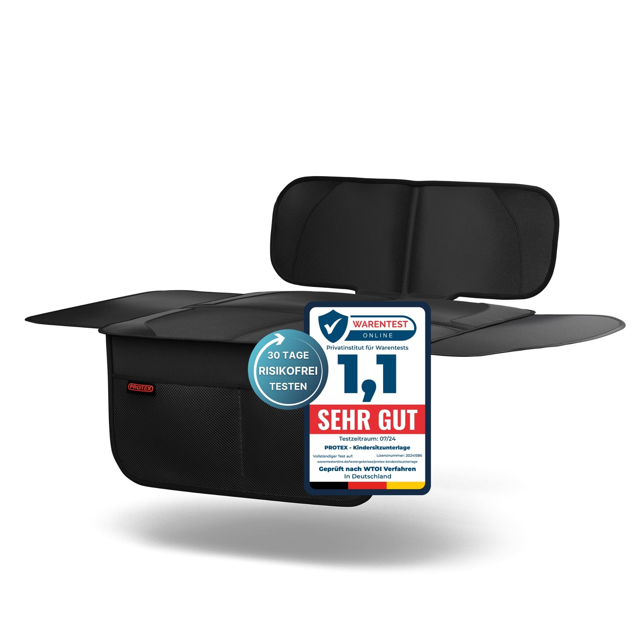 PROTEX Kindersitzunterlage [Testsieger 2025] ISOFIX-geeignet | Wasserabweisender Polyester Stoff mit gepolsteter Sitzfläche | S