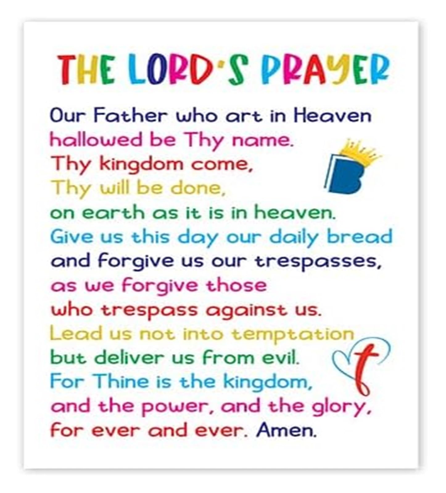 LLBOGRGGN Our Father Prayer Poster The Lords Prayer Christian Wall-Art Bible Scripture Decor for Church and Home Decor(Framed,16x24inch(40x60cm))