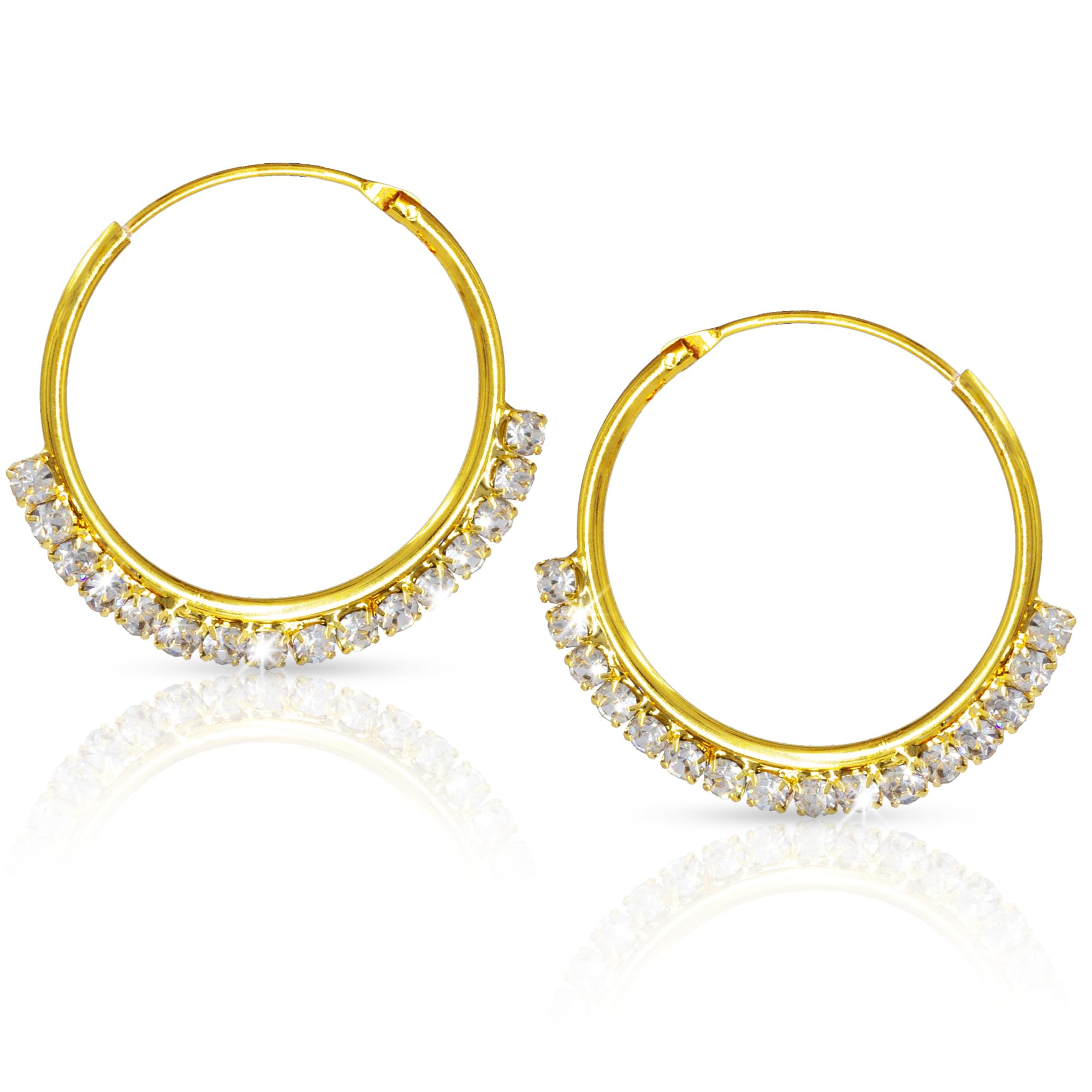 PRIVIU Studio American Diamond Hoop Earrings Jewellery for Women and Girls Studded Gold Bali Earring (B0C7R45BYD) Amazon Price History, Amazon Price Tracker