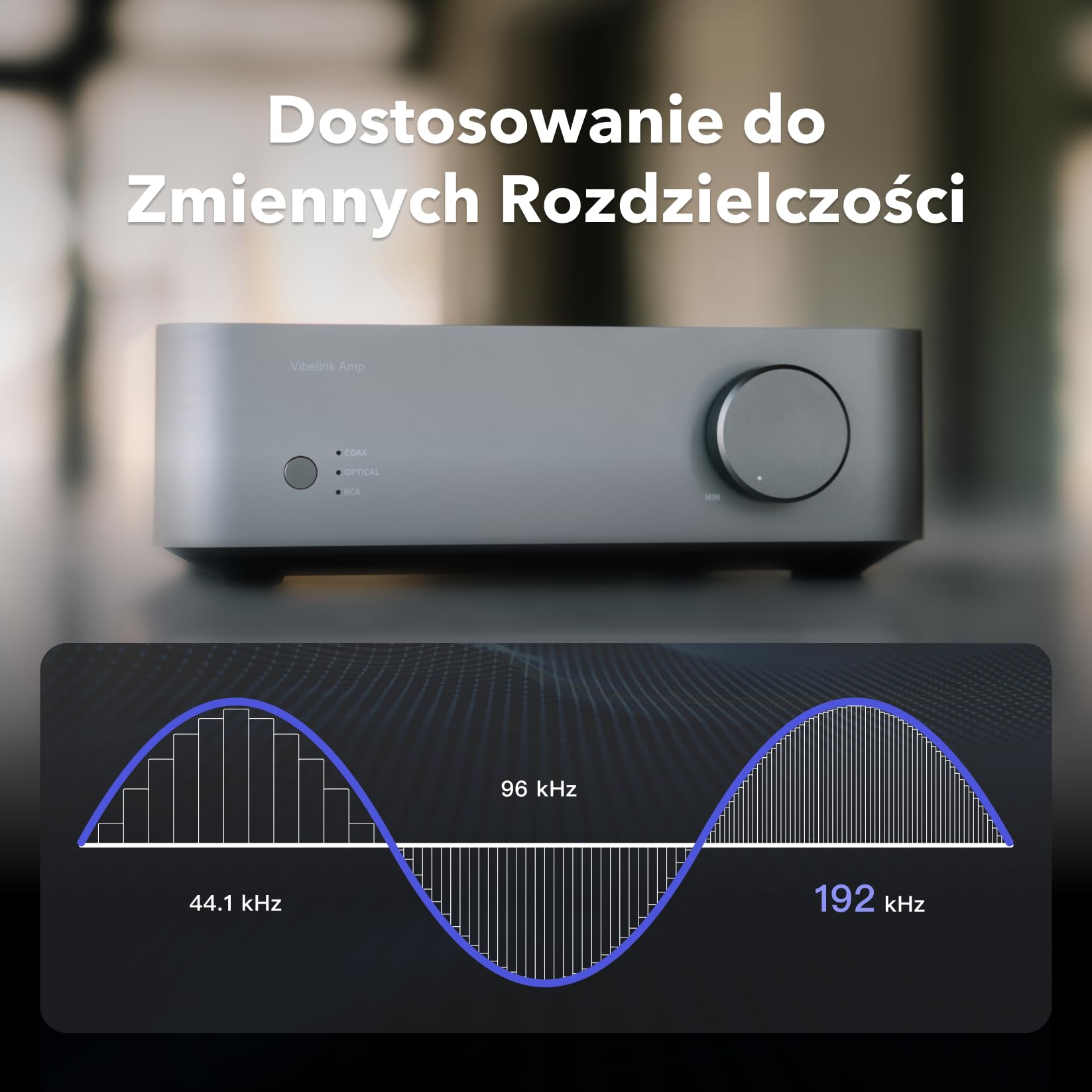 WiiM Vibelink Amp | Wzmacniacz 100W z wysokiej klasy DAC ESS 9039Q2M i układem TI TPA3255 | Kompatybilny z WiiM Mini, Pro, Pro Plus i Ultra | Wejścia RCA, Coax i optyczne | Space Gray