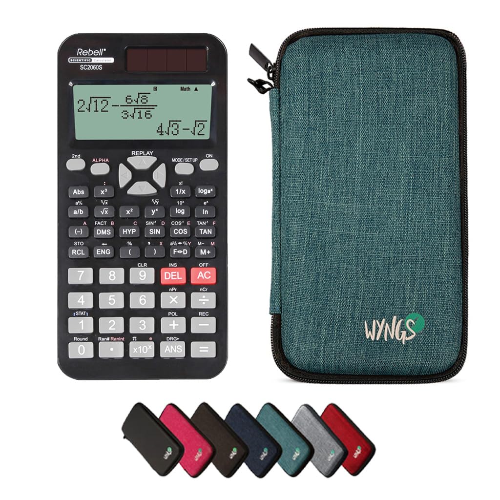 Rebell SC2060S con Funda Protectora WYNGS Turquesa - Calculadora Científica - Paquete Básico