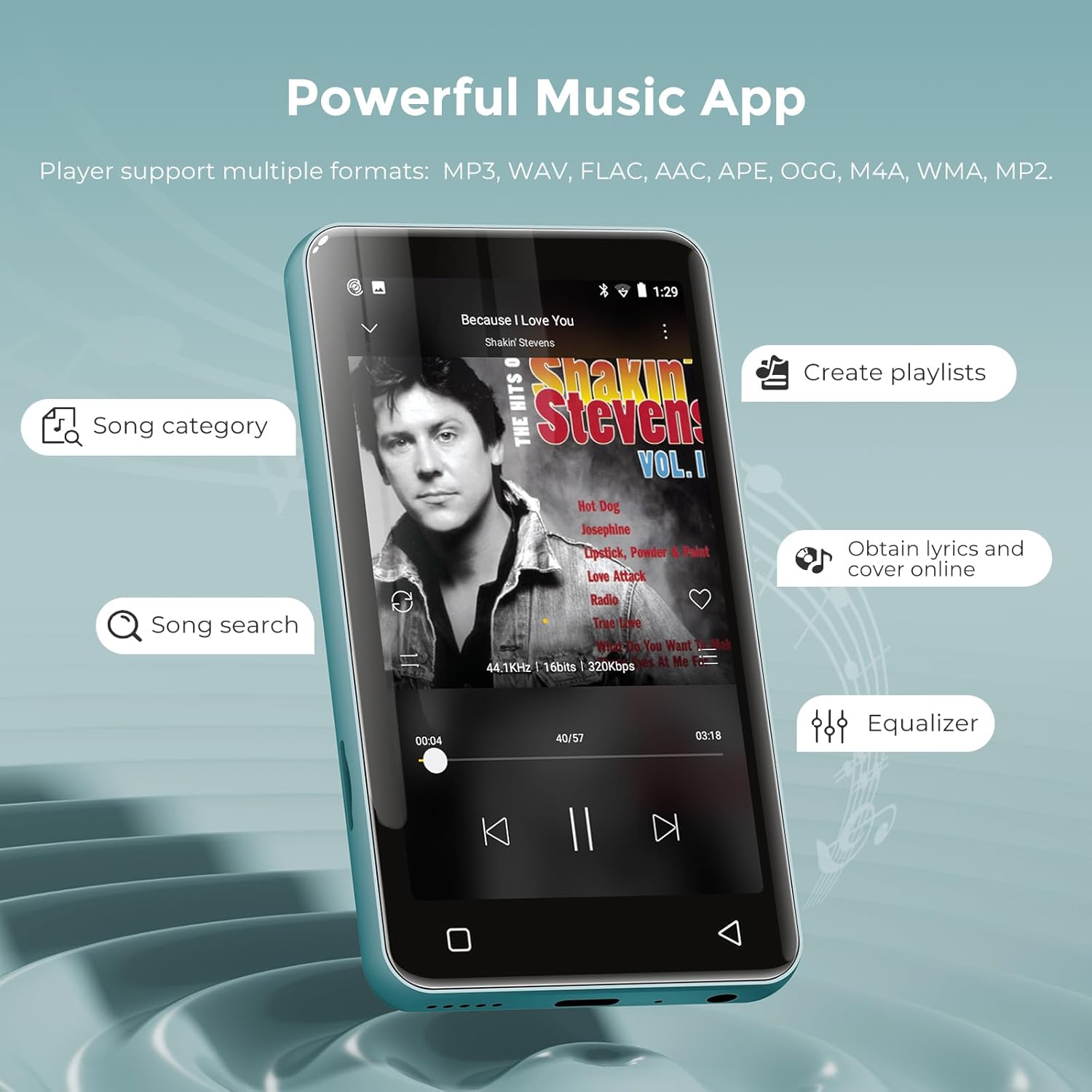 innioasis 80GB MP3 Player with Bluetooth and WiFi, MP3 Player for Kids with Spotify, Spotify Kids, Pandora, Audible, 4.0" Touch Screen Music Player with Parental Controls, Up to 1TB (White+ Sky-Blue) - Image 4