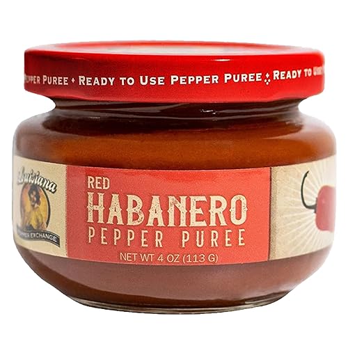 Louisiana Pepper Exchange Salsa de puré de pimiento habanero rojo, súper picante, picante, condimento de chile, a base de plantas, sin gluten,
