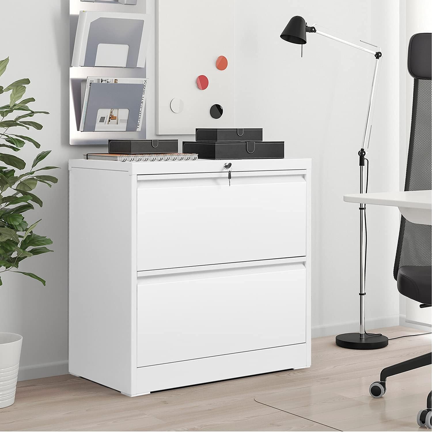 Pataku 2 Drawer Lateral File Cabinet with Lock, Heavy Duty Steel Filing Cabinet for Legal Letter Size, Home Office Locking Metal Storage Cabinet, White(Easy Assemble) : Tools & Home Improvement