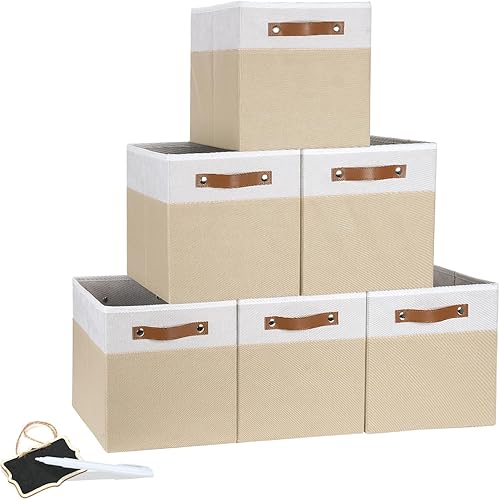 DULLEMELO Cestas cúbicas para organizar estantes, organizadores de juguetes plegables y contenedores de almacenamiento de tela, cestas de tela
