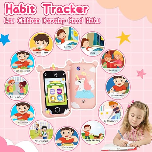 Miniatura 5 de Teléfono inteligente de juguete para niños, juguete de aprendizaje con reproductor de música, cámara doble, juego de rompecabezas y teléfono de