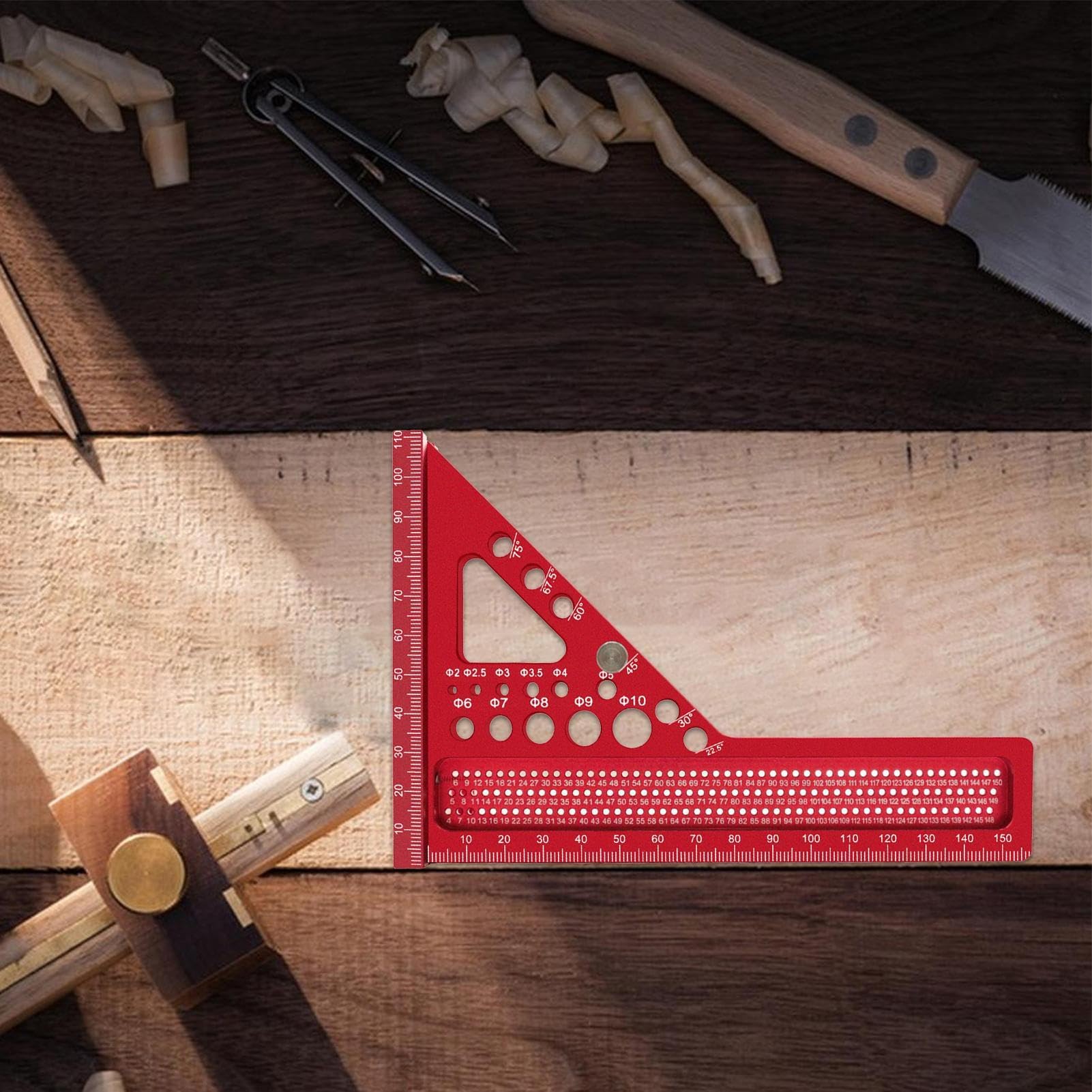 MRKU Righello Triangolare per la Lavorazione del Legno, Squadra di misurazione 3D in Alluminio, goniometro per Utensili