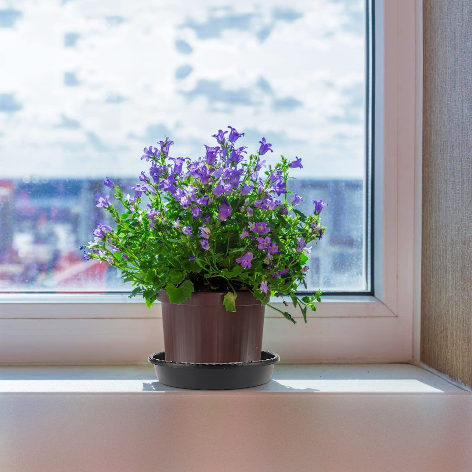 Lot de 15 dessous de pot de fleurs ronds en plastique - 30 cm - Noir - Pour l'intérieur et l'extérieur