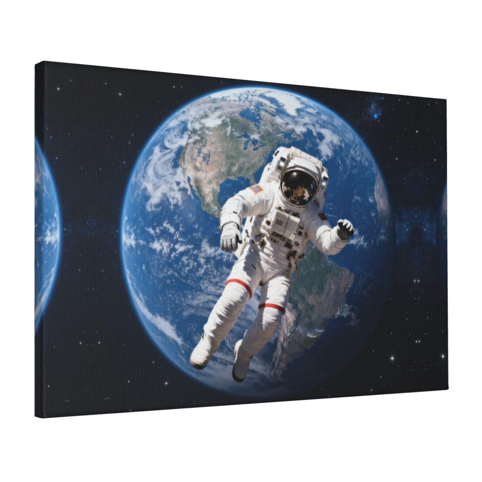 CNTDBU Astronaut Floating Space Canvas Wall Art 16x24 Inch-Large Modern Painting Print for Living Room, Framed Ready to Hang Artwork for Bedroom