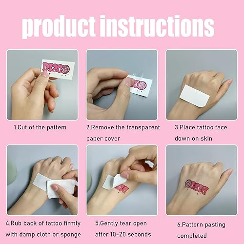 Miniatura 2 de Tatuajes de despedida de soltera, tatuajes temporales de discoteca vaquera, vaquera disco rosa Let's Go Girls para mujeres y niñas, decoraciones de