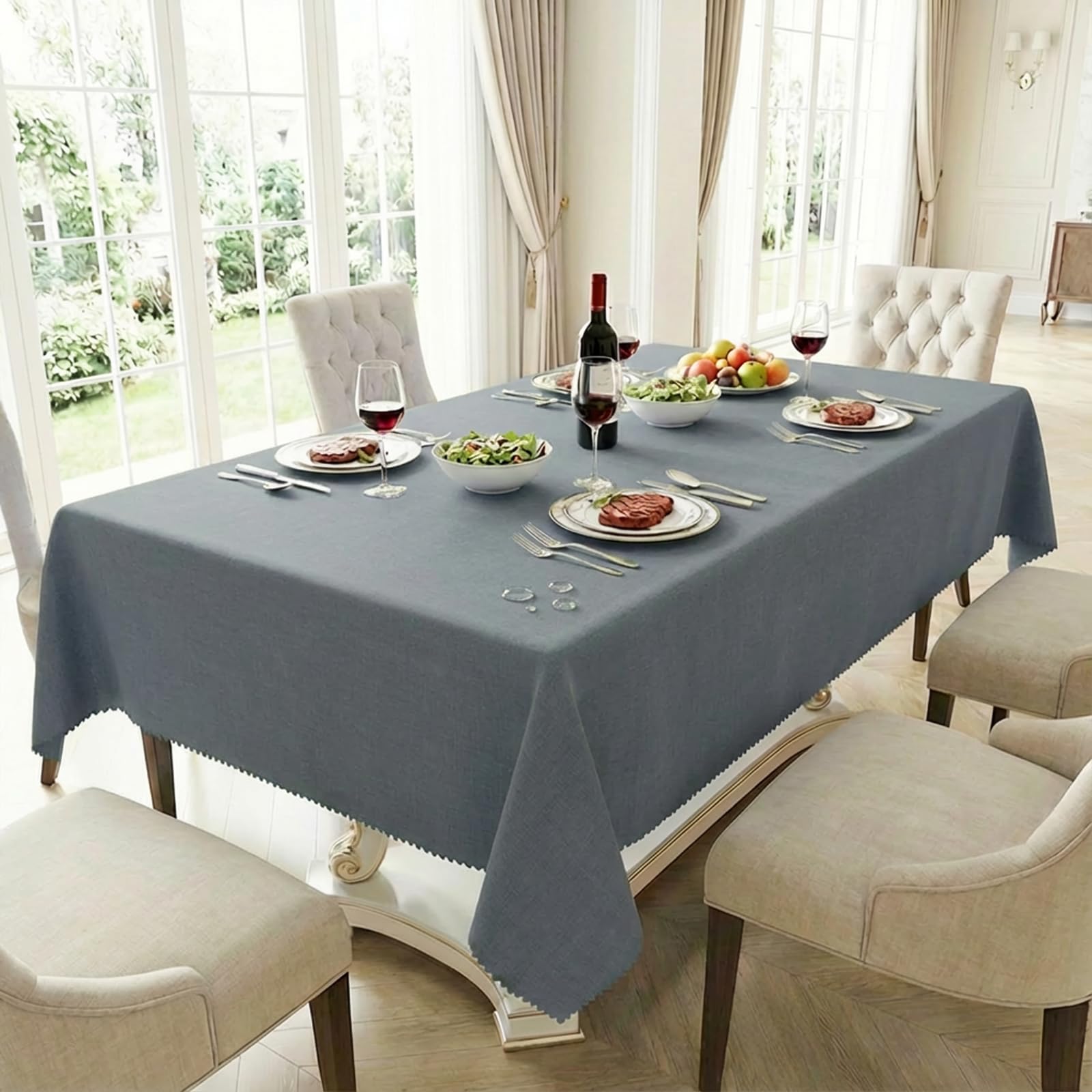 HX&OD Rectangular Tablecloth Cationic Fabric Waterproof Stain Resistant Wrinkle-Resistant for Home/Decoration/Party/Buffet/Wedding/Dining Room/Camping