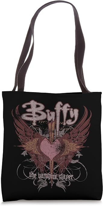 Buffy the Vampire Slayer Gothic Winged Heart Y2K TV Show Tote Bag