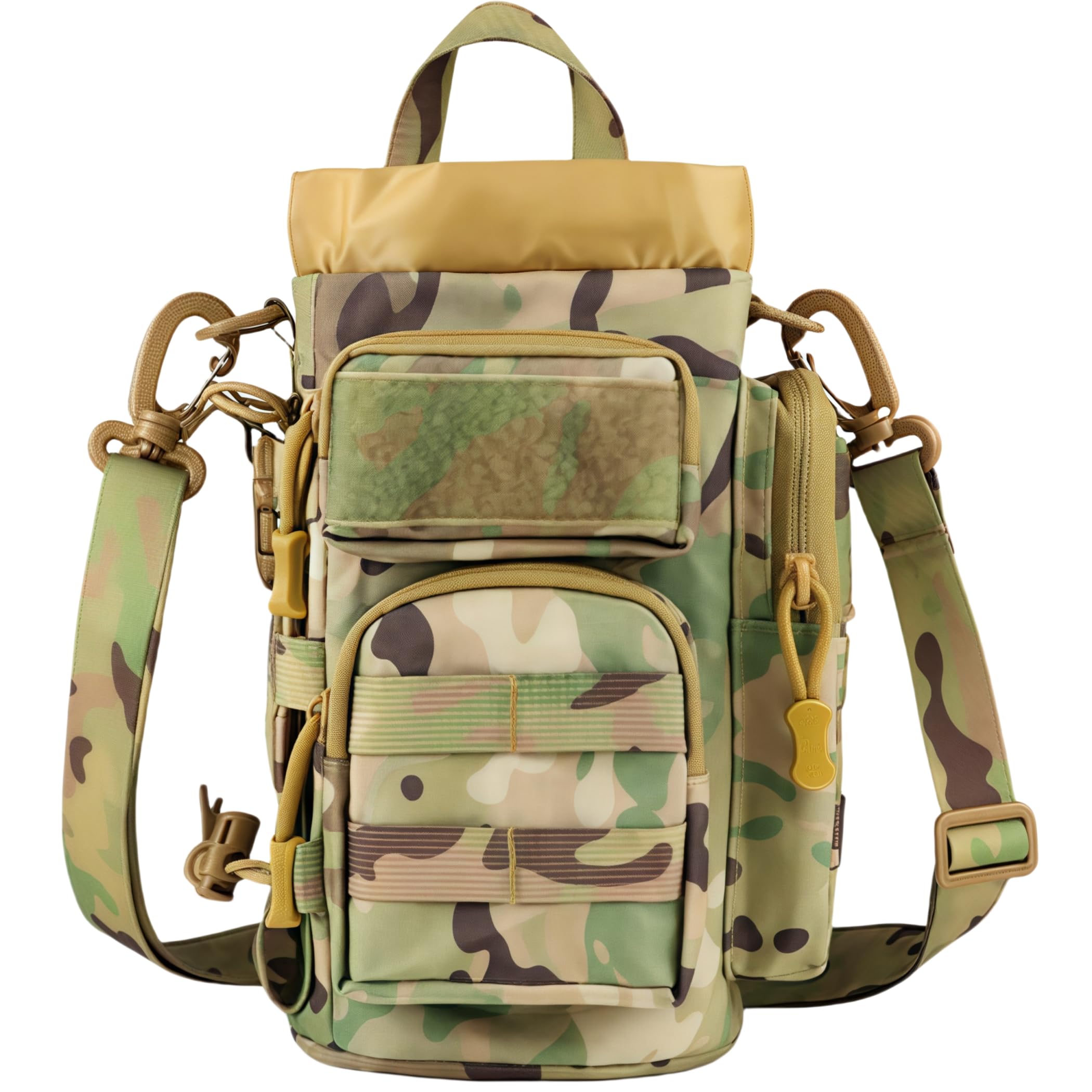 Gexgune Tactical MOLLE Water Bottle Holder Pouch - Multifunctional Hydration Bag with Adjustable Strap, Multi-Pocket Design for Hiking, Camping, Travel (Fits 90oz) (CP)