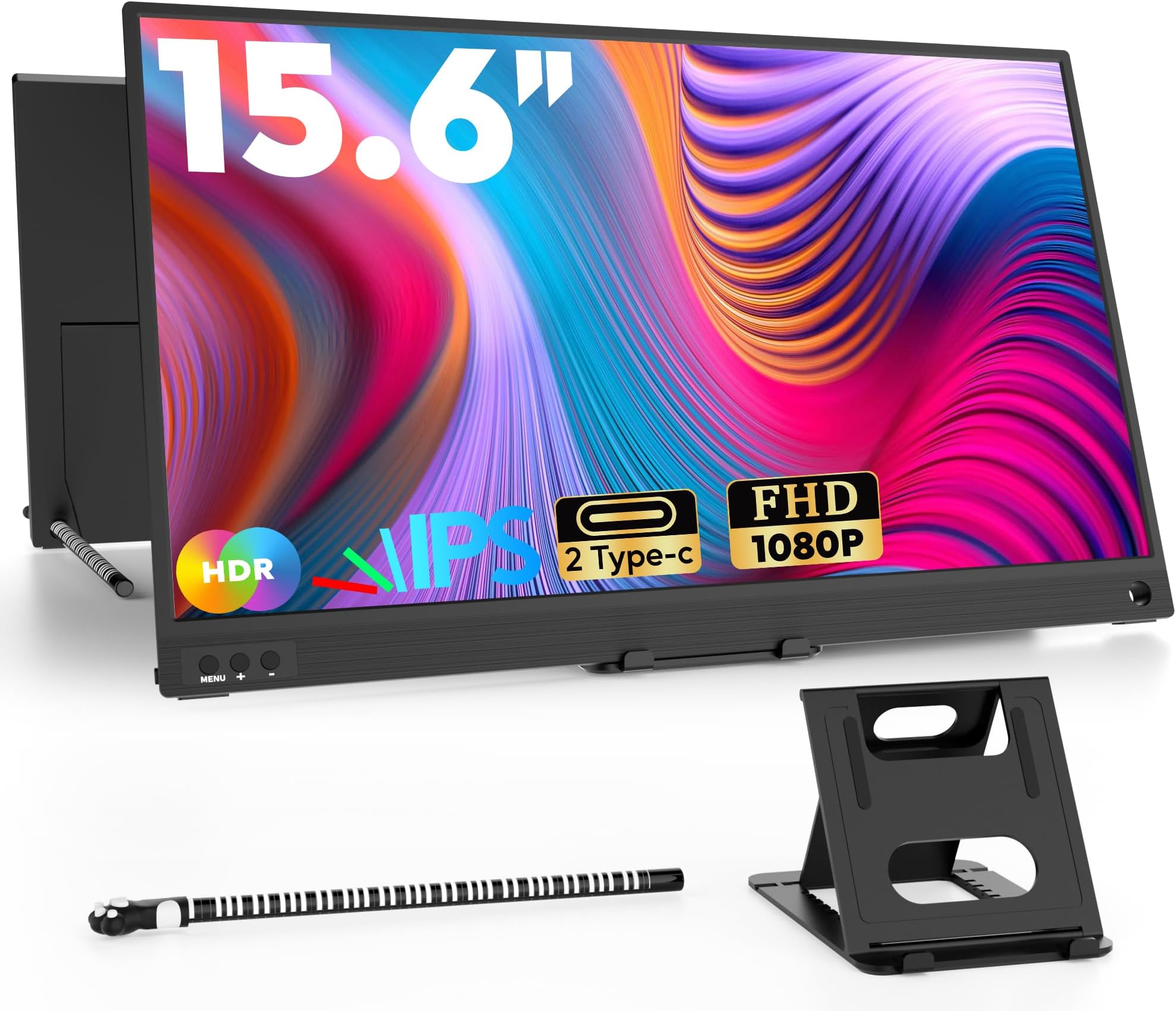 ZSCMALLS Portable Monitor, 15.6" 1080P FHD Laptop Monitor USB-C HDMI Computer Display IPS Second Screen, Laptop Extended Screen for PC Phone Mac Xbox PS4/5 Switch