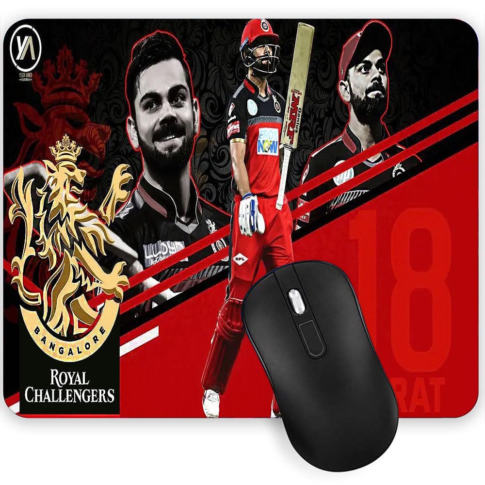 Gadgets WRAP Mouse Pad Mouse Mat with Anti-Slip Base with Spill-Resistant for Laptop, MacBook Pro, Gaming Computer - Royal Challengers Bangalore Player 18 Virat Kohli-image-4