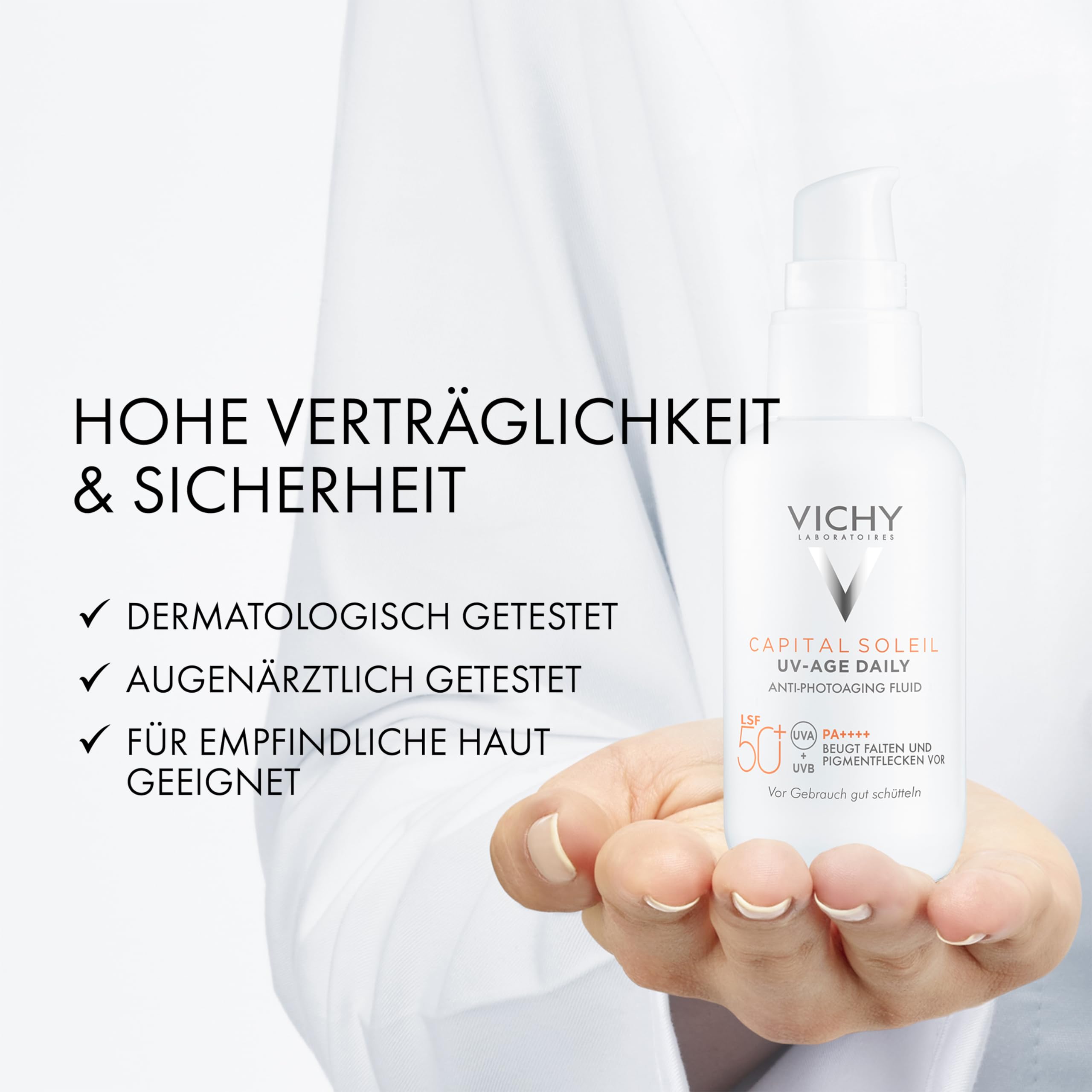 Vichy Capital Soleil UV Age Daily Anti-Photoageing Face Fluid SPF 50+, 40ml – Invisible Daily Sunscreen with Niacinamide to Prevent Dark Spots, Wrinkles & Signs of Sun Ageing