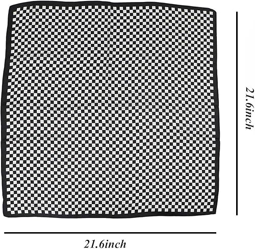 Miniatura 7 de Bandana de seda para rave, bufanda para el cuello, máscara facial para hombres y mujeres, tablero de ajedrez, negro, blanco, festival, ropa EDM
