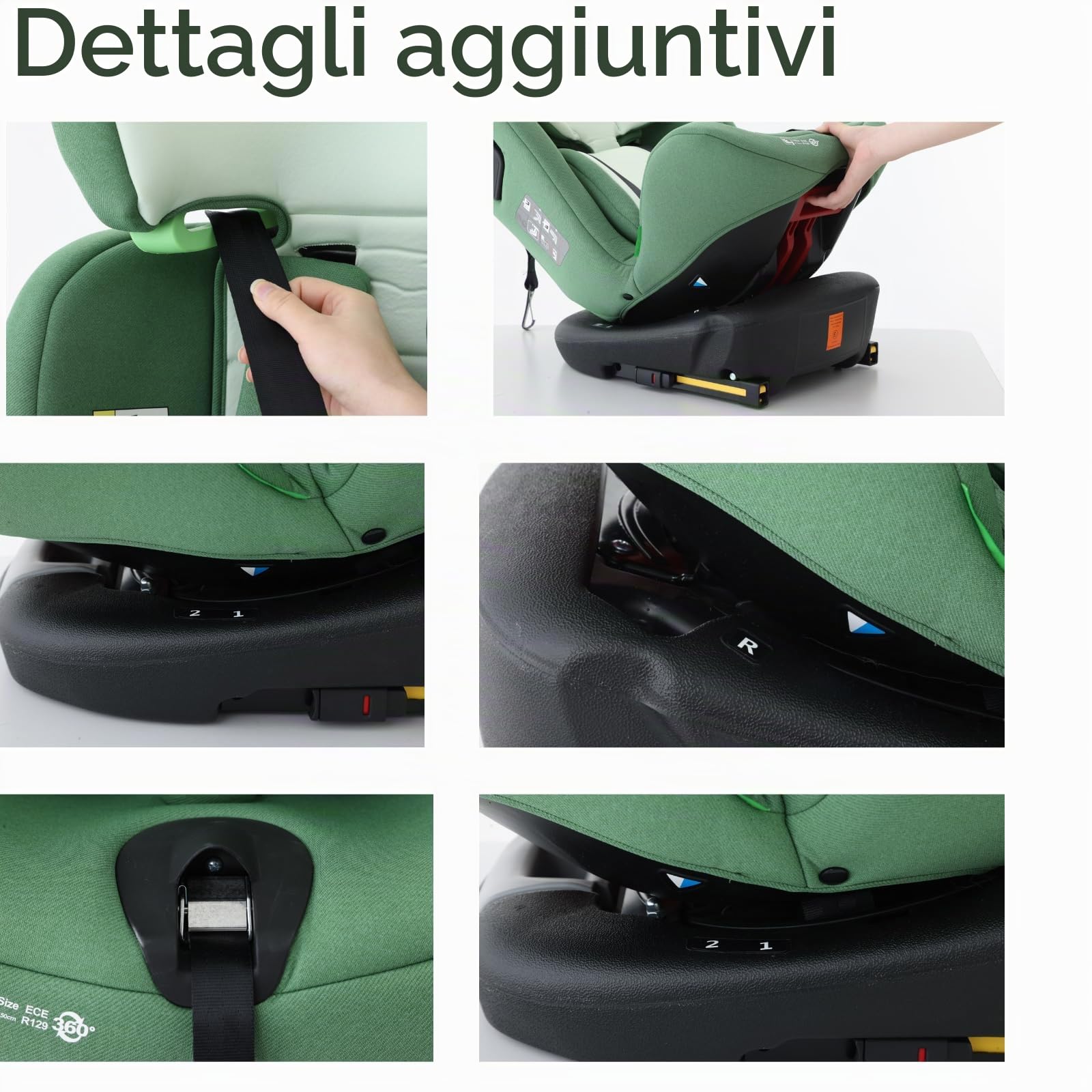 Zkipm Seggiolino auto 0 A 12 Annim, 360° Girevole Seggiolino, ISOFIX + LATCH,Fodera rimovibile e lavabile/Cinture di Sicurezza a 5 Punti/Regolazione Altezza Poggiatesta a 12 Posizioni (0-36 kg)