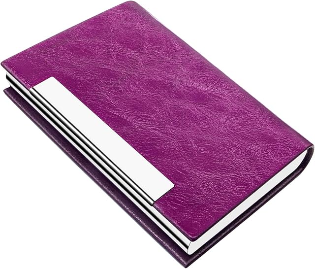 padike Business Card Holder, Business Card Holders, Business Card Case, Business Card Holders Wallet Credit Card ID Case/Holder for Men & Women (V-Purple)