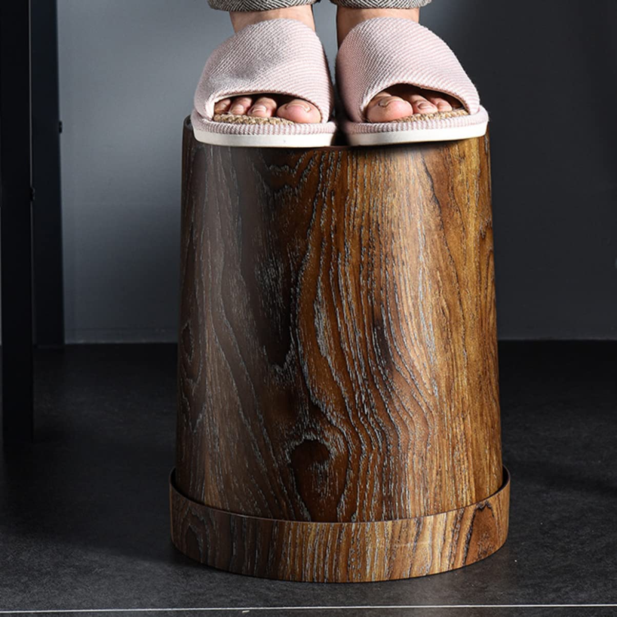Zerodeko Cubo De Basura De Plástico Con Patrón De Veta De Madera Papelera Grande Sin Tapa De 11.02X8.66X8.66 Pulgadas Ecológico Para Cocina Baño Oficina Y Hogar