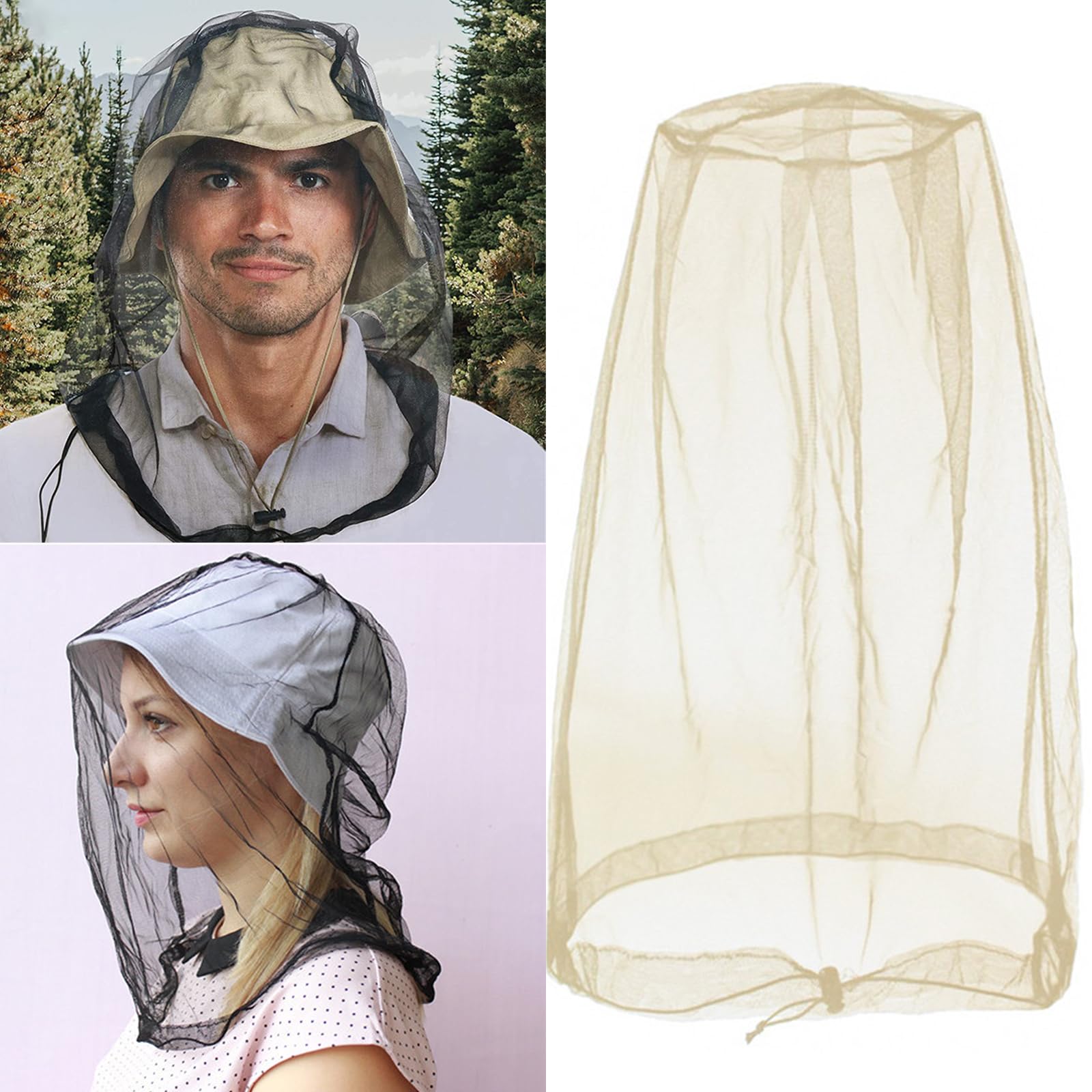 EPIPHQNY Beanie, Outdoor Head Net Mesh Covers for Men and Women Protects from and Flies Efficient for Fishing and Camping Use