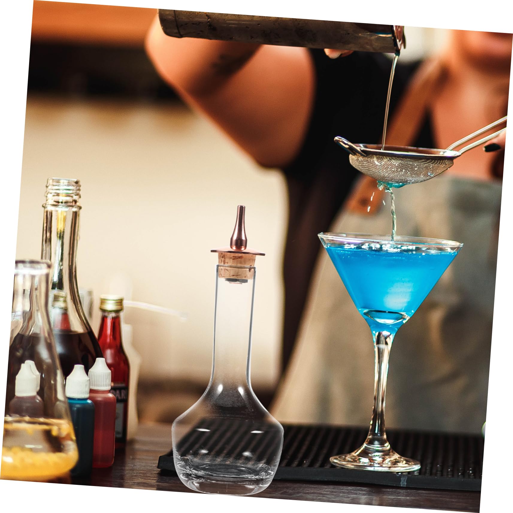 COLLBATH 2stücke Glass Bitter Bottle Mit Roségold-Dasher Deckel Für Cocktails Und Barbedarf Stilvolle Langlebige Glaskaraffe Für Zuhause Restaurants Und Bars