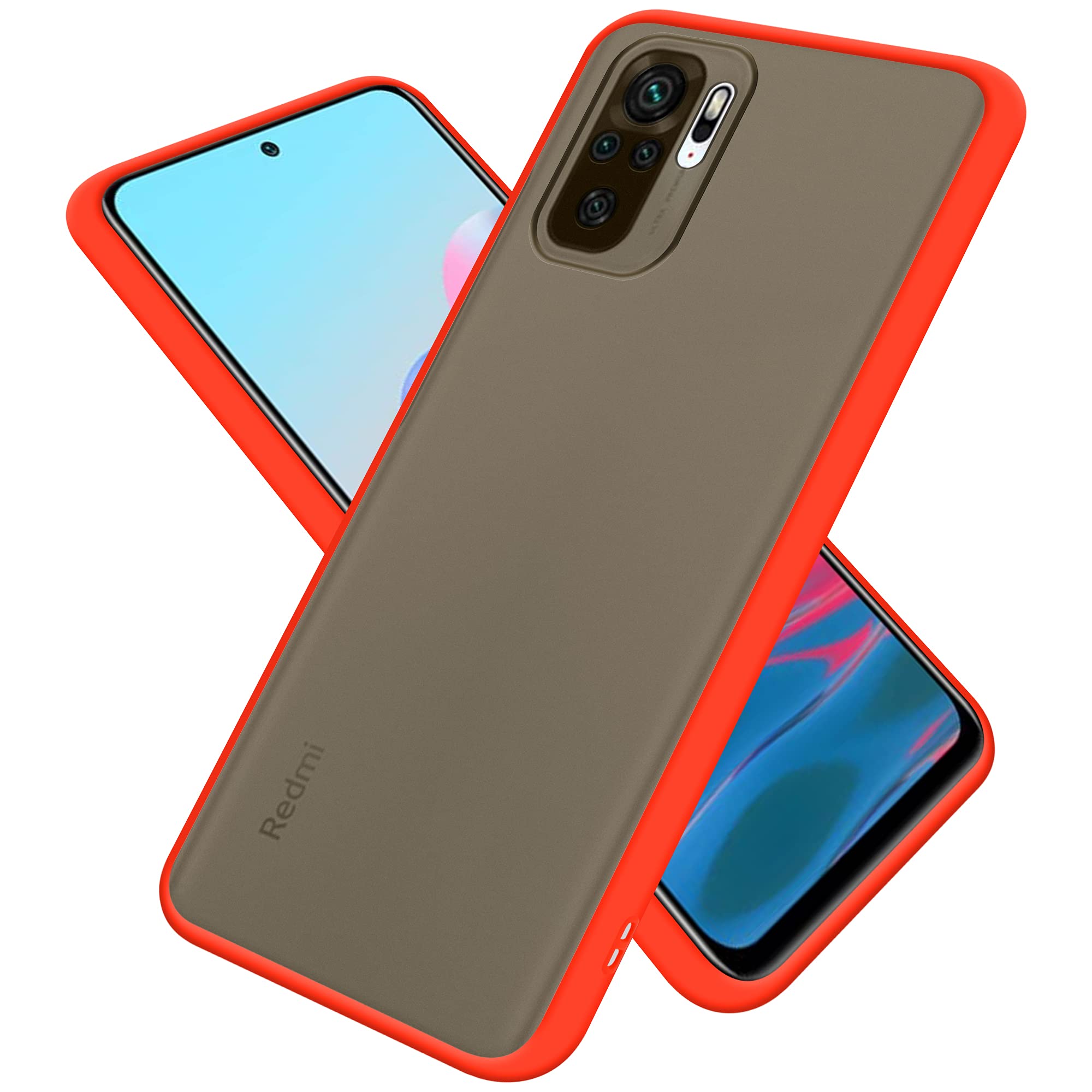 Cadorabo Cover Ibrida Per Xiaomi Redmi Note 10 – Rosso Opaco Con Bottoni Neri – Silicone TPU + Retro In Plastica – Protezione Antishock