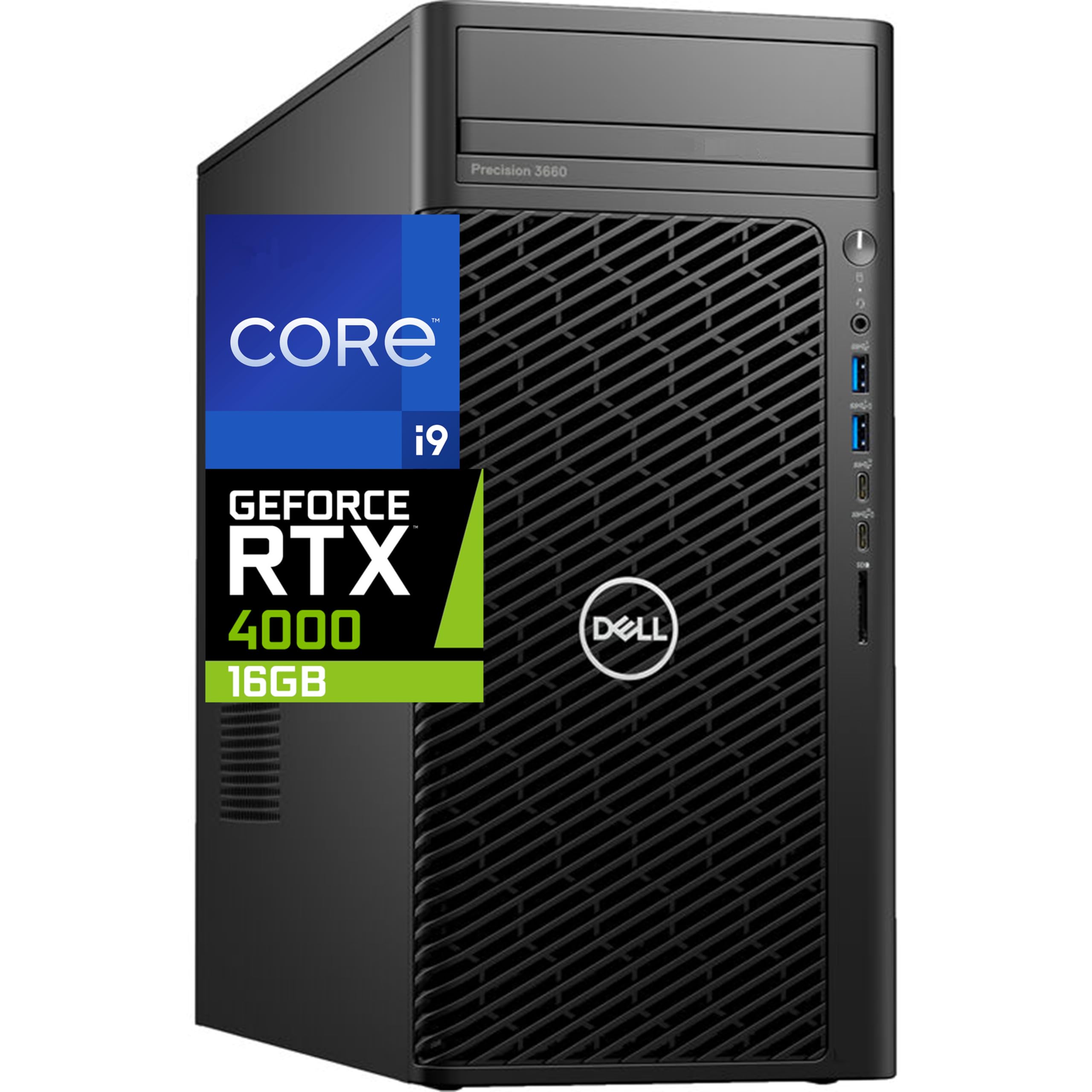 Dell Precision 3660 Tower Computer, Intel i9-13900 24-Core, 64GB RAM, 2TB NVMe SSD, Nvidia RTX A4000 16GB DDR6, Display Port, HDMI, Wi-Fi, Bluetooth - Windows 11 Pro, Black Desktop