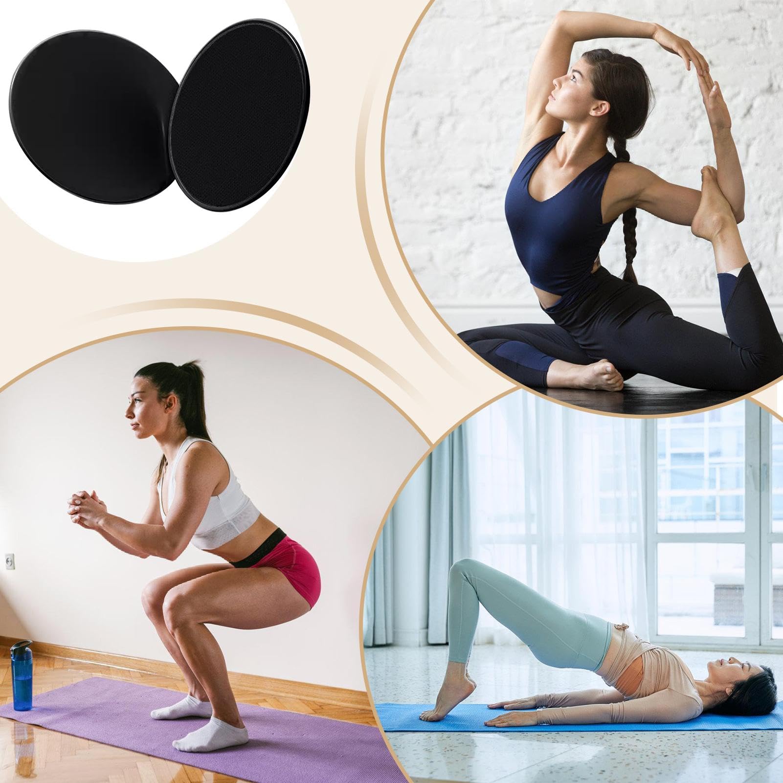 Produktbild von Workout Slider – Core Slider Für Pilates, Yoga & Gleitkniebeugen – Abriebfest, Universaldurchmesser 17,5cm – 1 Paar