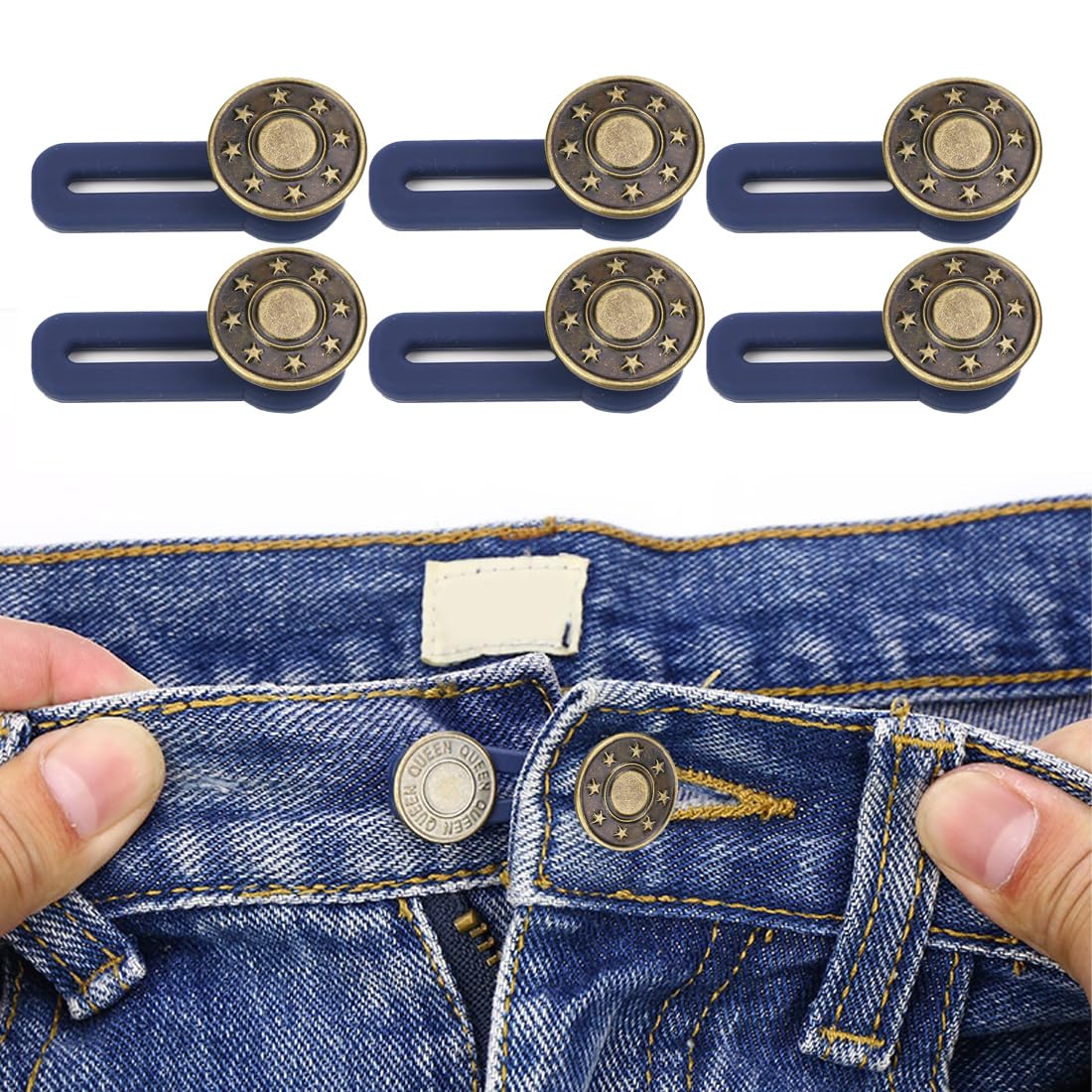 6 Piezas Extensor de Cintura con Botón, Botón Extensible para Pantalones y Vaqueros, Set de Expansores para Hombres y Mujeres, Ideal para Embarazo