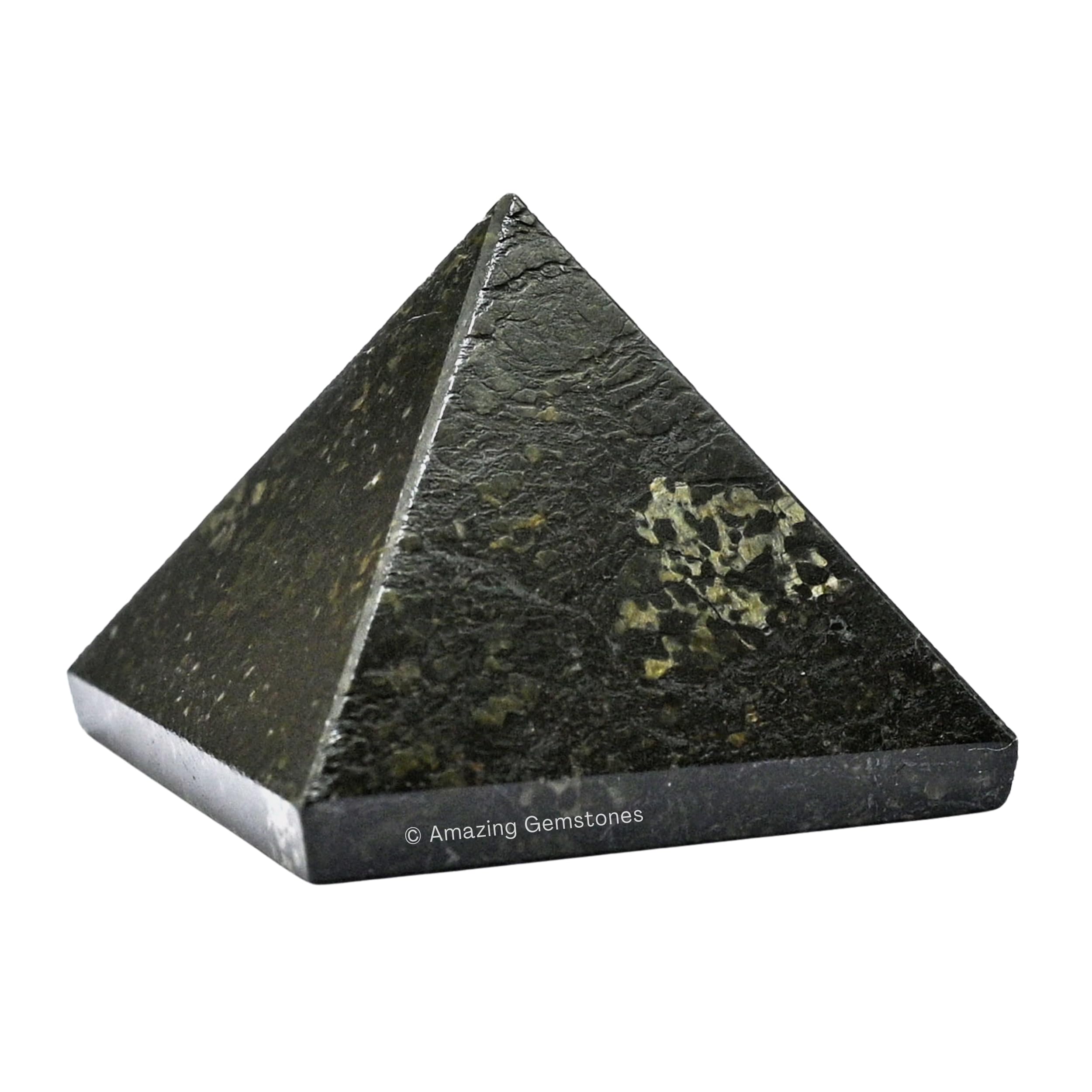 Amazing Gemstone Nuummite Pyramid Crystal Healing Stones - 1.5" Great Pyramid Figurine of Natural Stone Pyramid for Meditation, Reiki, Chakra Balancing and Crystal Pyramids Grid