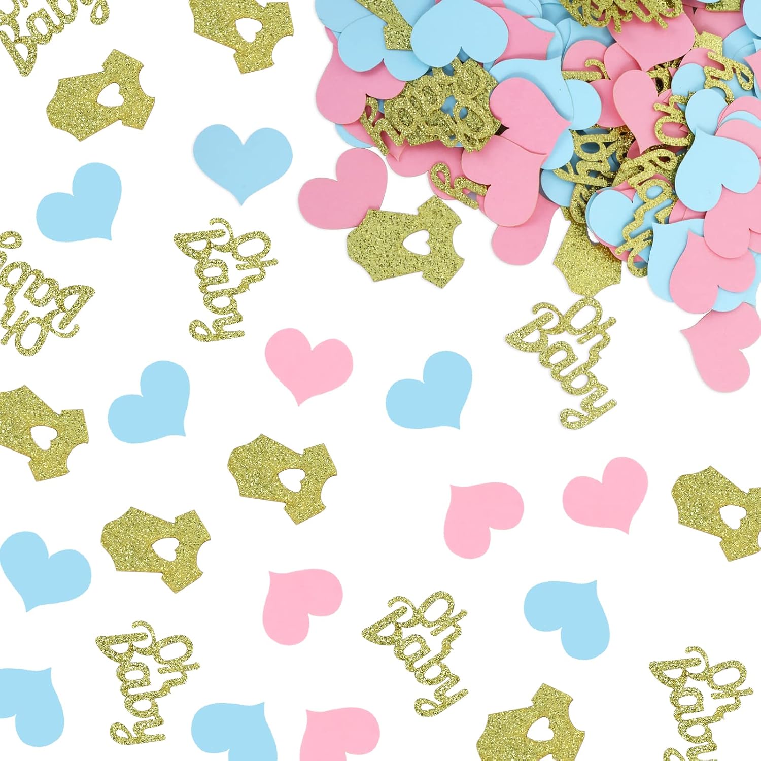 Prasacco 240 PCS Gender Reveal Baby Shower Decorations - Glitter Baby Clothes, Party Table Confetti for Gender Reveal Party Table Decorations