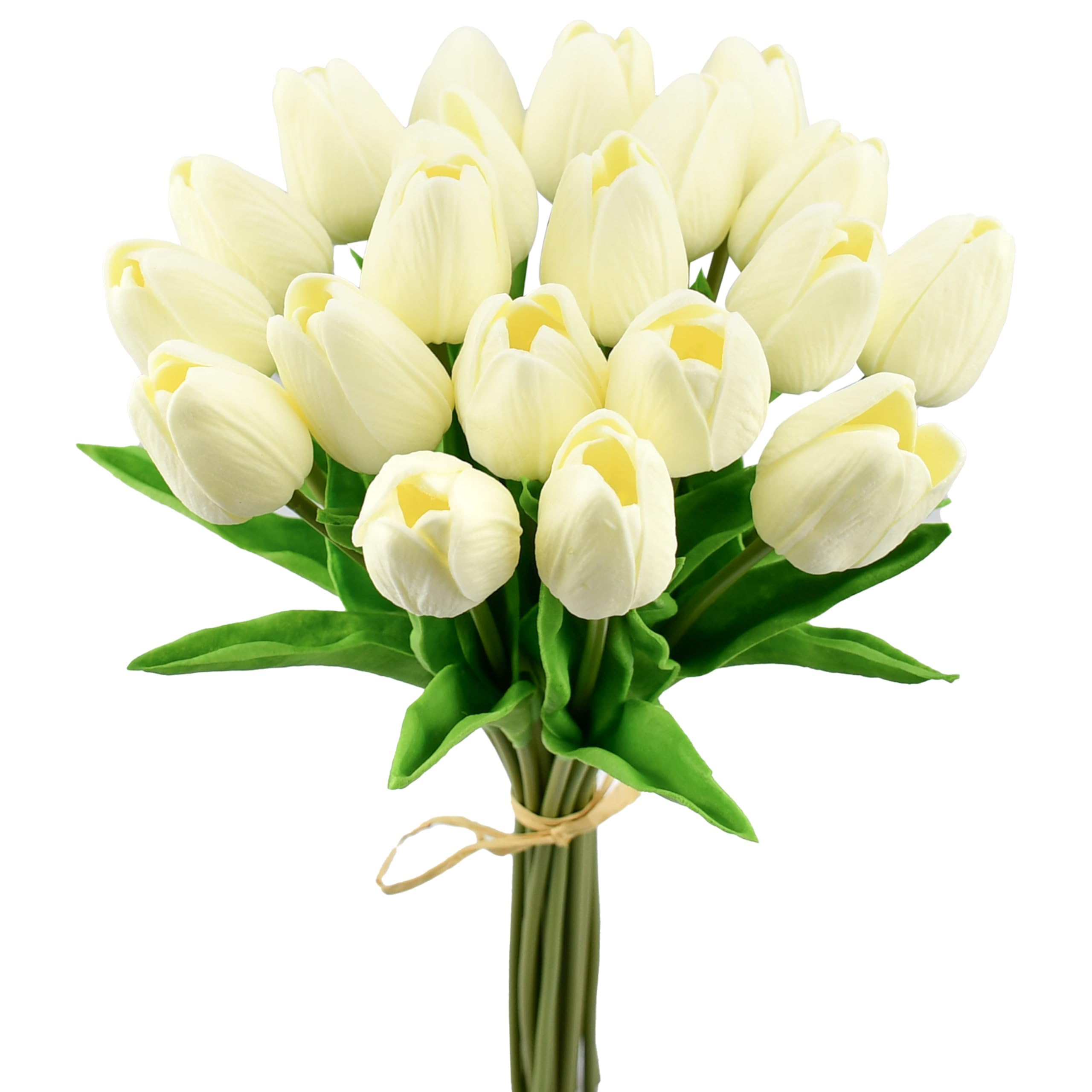 Mandy's 20 szt. kremowe sztuczne jedwabne kwiaty tulipanów 34 cm luzem dekoracje ślubne do domu kuchni