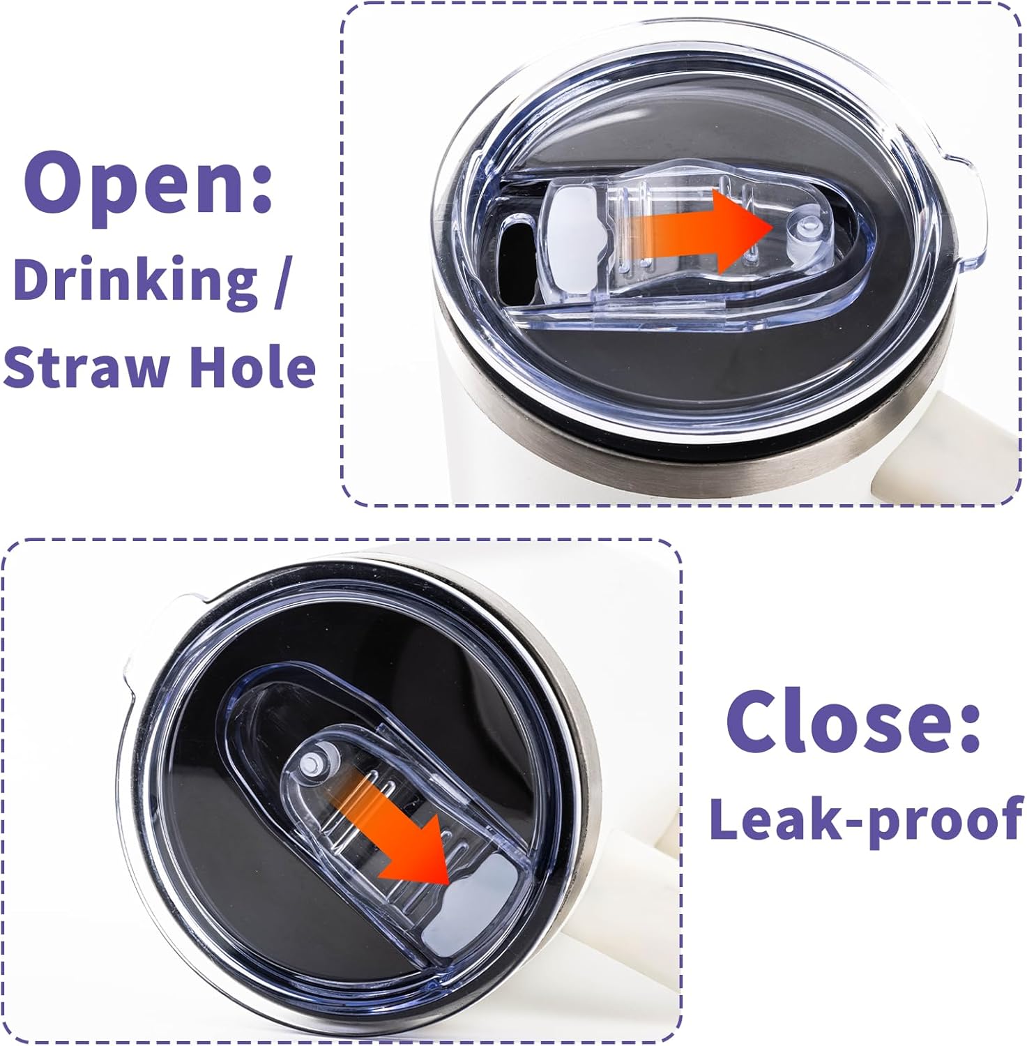 12 oz Press-in replacement lid - Compatible with swig12，18，22 oz Tumbler lid. Pack of 2.(Included 1 straws and 1 Straw brush) - Image 5