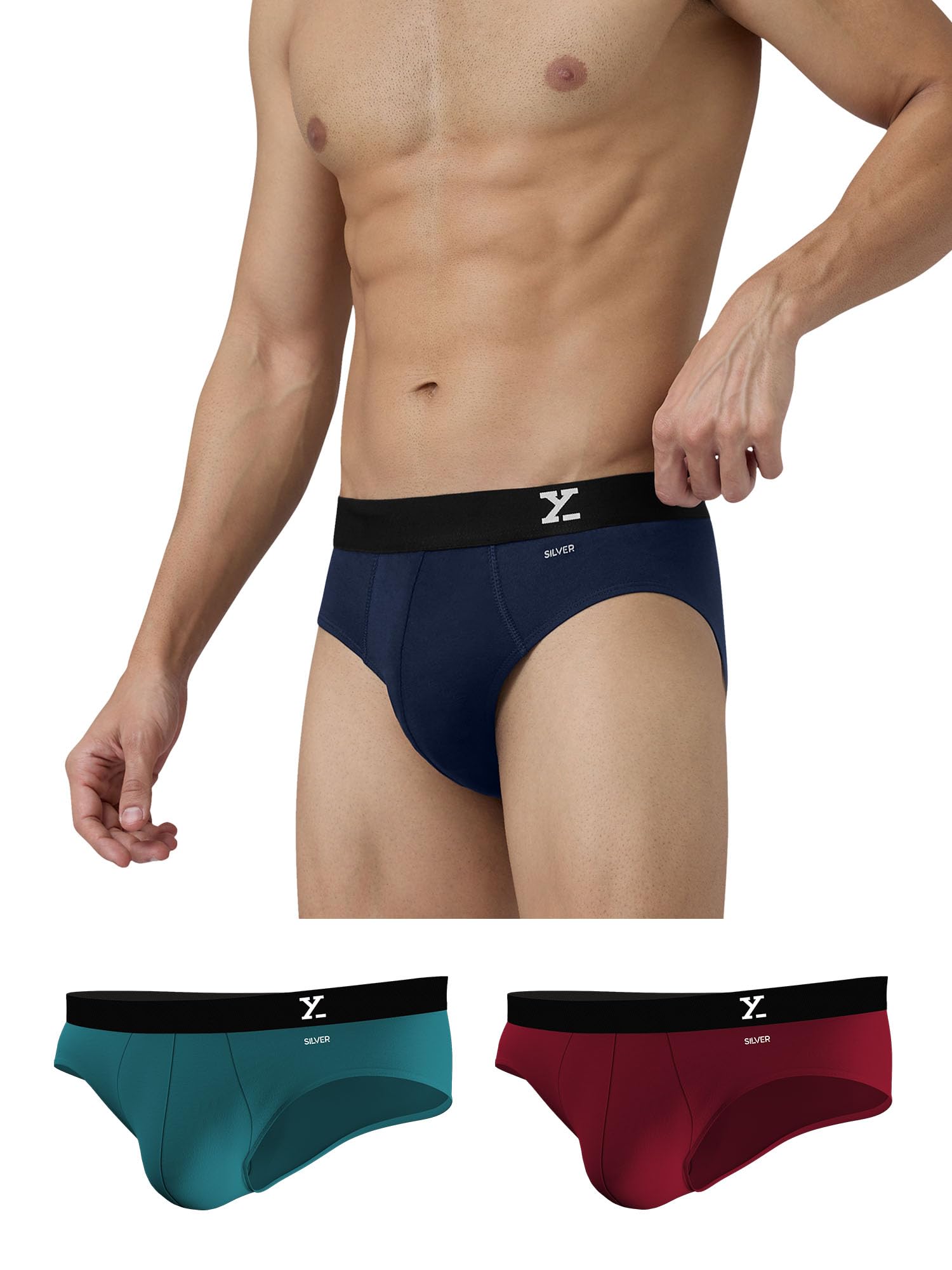XYXXMen’s Aero 100% Super Combed Cotton Regular Fit Solid Anti Bacterial Briefs with No Marks Waistband (Pack of 3)