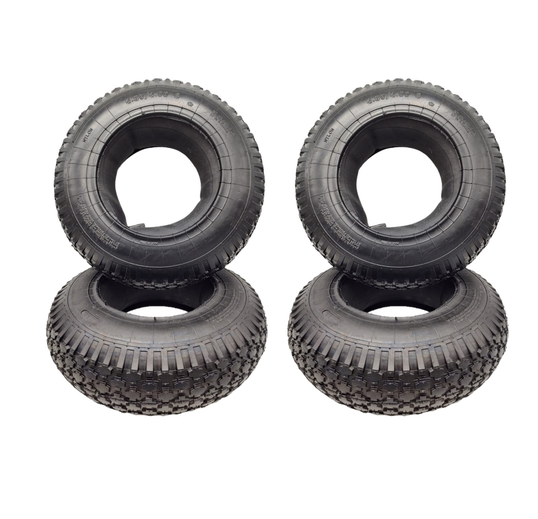 4X HMH-Shop Schubkarren Set Mantel + Schlauch 4.80/4.00-8 Schubkarrenmantel 4er Set Decke Schubkarrenschlauch 4.80 Ersatzreifen 4.00-8 Karre Luftreifen 4 Stück Reifendecke 400x100mm Innenschlauch