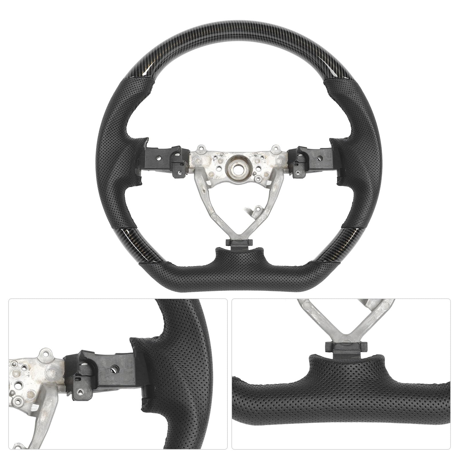 Cryfokt Wytrzymała Kierownica z funkcją Hydropoślizgu o Ergonomicznej Konstrukcji do FJ Cruiser 2007-2017, Błyszcząca Powierzchnia, Lepszy Chwyt dla Bezpieczniejszej Jazdy (Wygląd włókna węglowego)