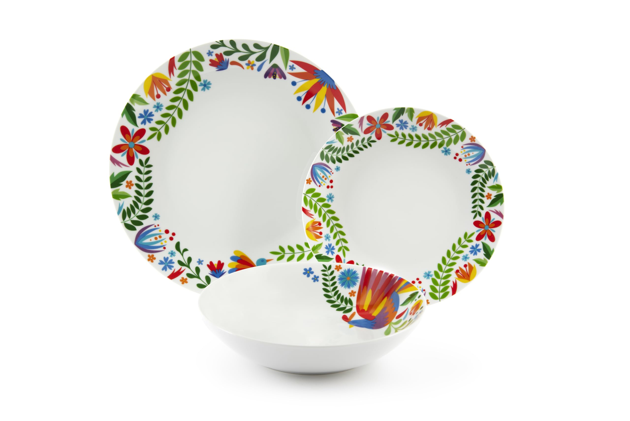 Excelsa Fiesta Servizio Piatti 12 Pezzi, Porcellana, Set 4 Persone, Multicolor