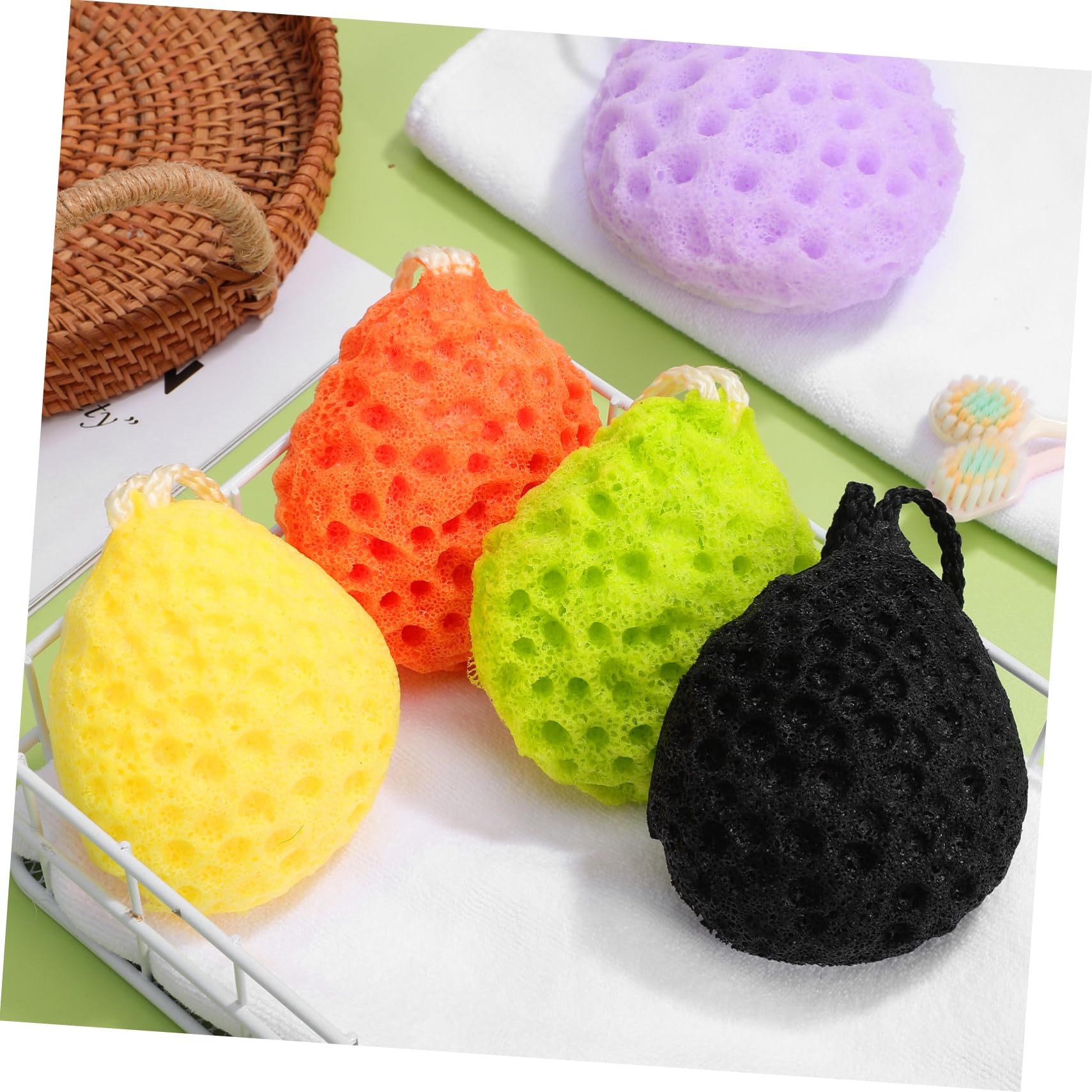 NOLITOY 20piezas Esponjas Exfoliantes Coloridas Para Limpieza De Para Ducha y Exfoliación Secado Rápido Ganchos